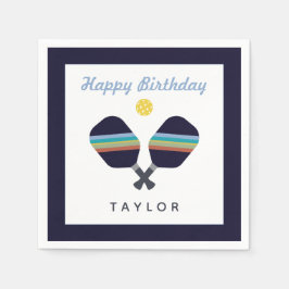 Pickleball Party Sports Mörk blått Stripe Paddes Pappersservett