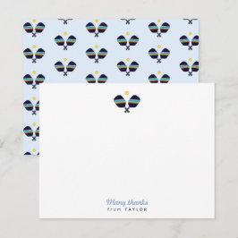 Pickleball Party Sports Mörk blått Stripe Paddes Tack Kort