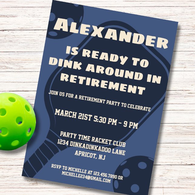 Pickleball Party Sports Paddles Pension Inbjudningar (Skapare uppladdad)