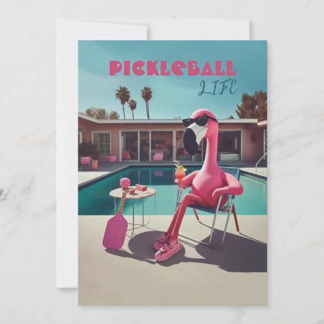 Pickleball Party-tävlingsinbjudan Flamingo Inbjudningar (Framsida)