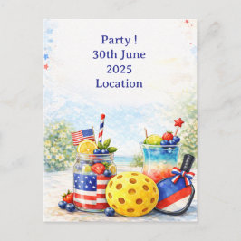 Pickleball Party with Drinks and Paddle Helg Vykort