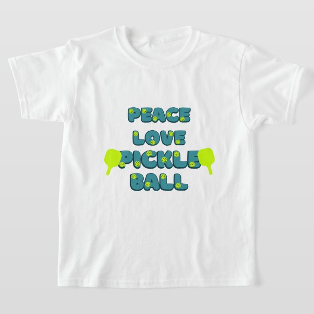 Pickleball Peace och Kärlek med blå text T Shirt (Laydown)