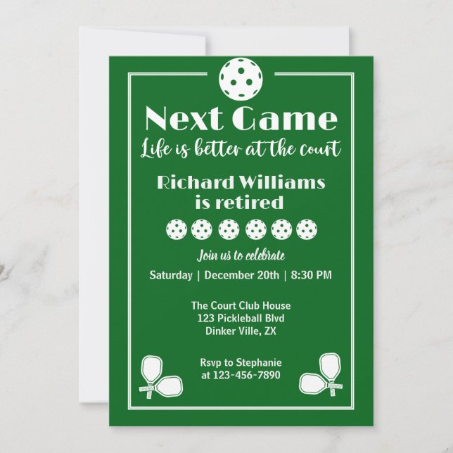 Pickleball Pensionärsliv är bättre på planen Inbjudningar (Framsida)