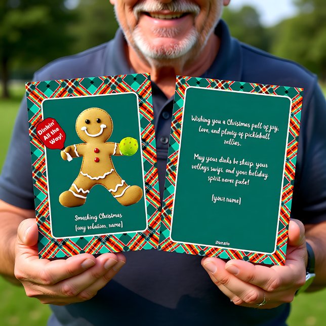 Pickleball Pepparkakor Glädje Julkort (Pickleball Gingerbread Cheer Holiday Card)
