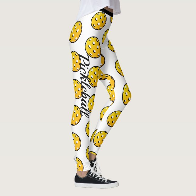 Pickleball Personalize Leggings White Gult (Höger)