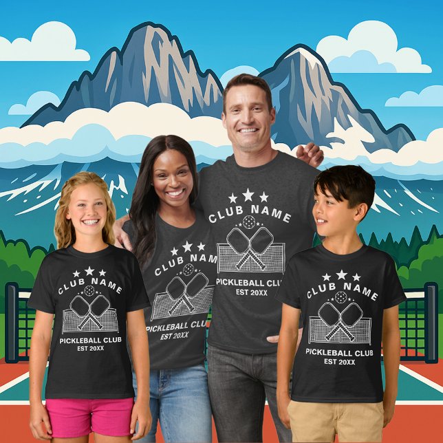 Pickleball Personalized Club Name T Shirt (PICKLEBALL PERSONALIZED NAME DARK T-SHIRT)