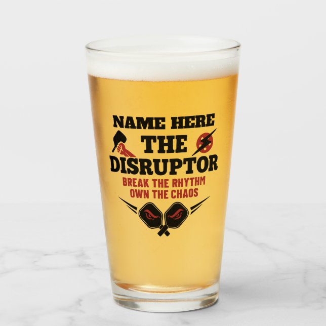 Pickleball Personalized Name The Disruptor Beer Glaskopp (Framsida fylld)