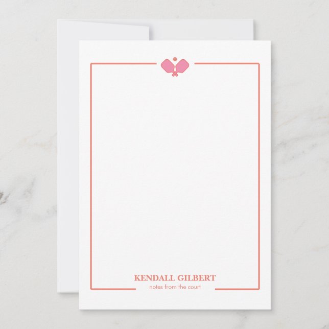 Pickleball Personalized Notecard | Custom Name Anteckningskort (Framsida)