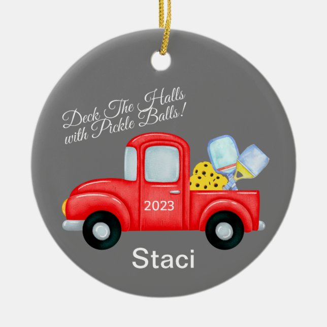 Pickleball Personlig jul - prydnadsföremål för Pic Julgransprydnad Keramik (Framsidan)