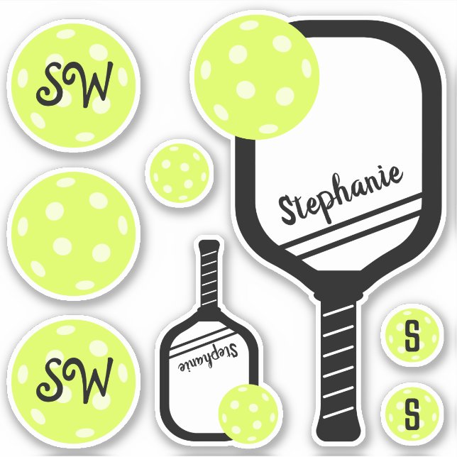 Pickleball Personlig Namn-etikettuppsättning Klistermärken (Framsida)