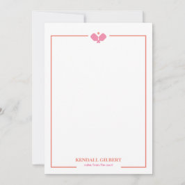 Pickleball Personlig Notekort | Rosa och Korall Anteckningskort