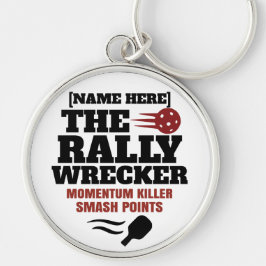 Pickleball Personligt Namn The Rally Wrecker Rund Silverfärgad Nyckelring