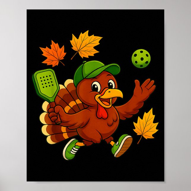 Pickleball pickle ball turkey thanksgiving fall poster (Framsidan)