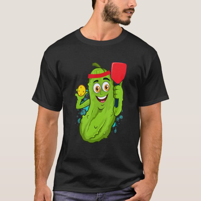 Pickleball Pickle Paddle  Cucumber Player Vegan T Shirt (Framsida)
