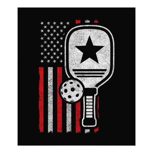 Pickleball Player - American Flagga Pickleball - P Fototryck (Framsidan)