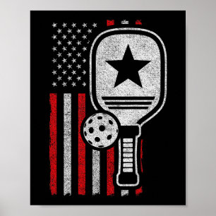 Pickleball Player - American Flagga Pickleball - P Poster