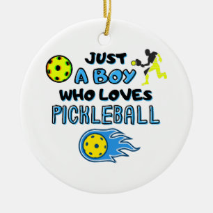 Pickleball Player är bara en pojke som Kärlek Pick Julgransprydnad Keramik