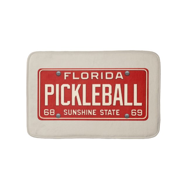Pickleball Player Fan Retro Florida License Plate Badrumsmatta (Framsidan)