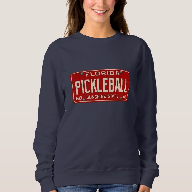 Pickleball Player Fan Retro Florida License Plate T Shirt (Framsida)