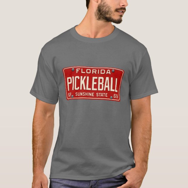 Pickleball Player Fan Retro Florida License Plate T Shirt (Framsida)