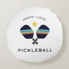 Pickleball Player Gift Peace Kärlek och Pickleball Rund Kudde