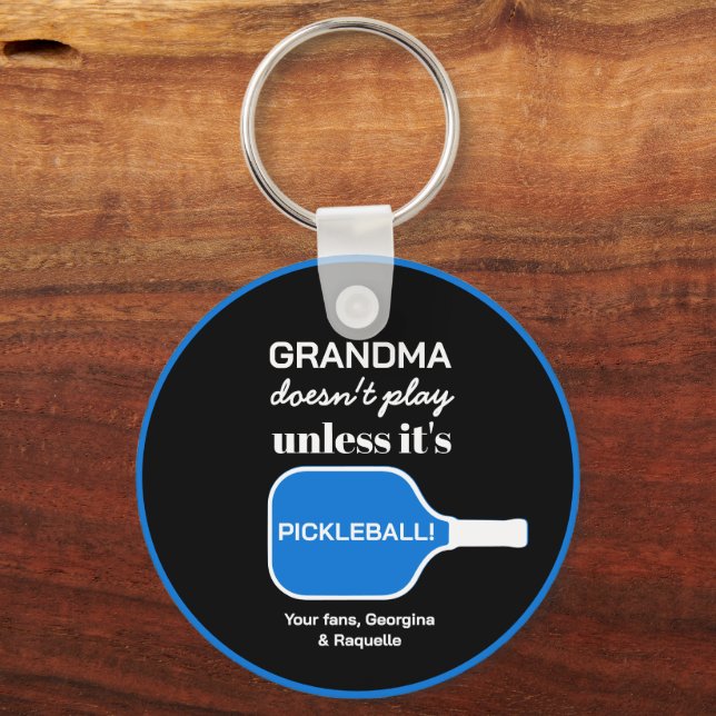 Pickleball Player Grandma Funny Anpassningsbar Typ Nyckelring (Framsida)