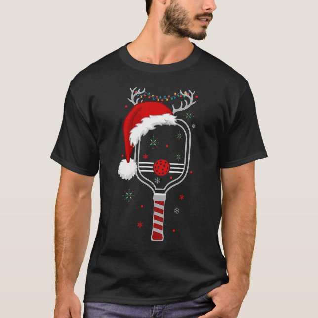 Pickleball Player-julspelaren Helgdag Reindeer Jul T Shirt (Framsida)