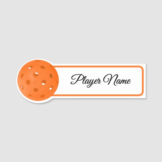 Pickleball Player Orange Pickleballs Personalized Namnbricka (Framsida)