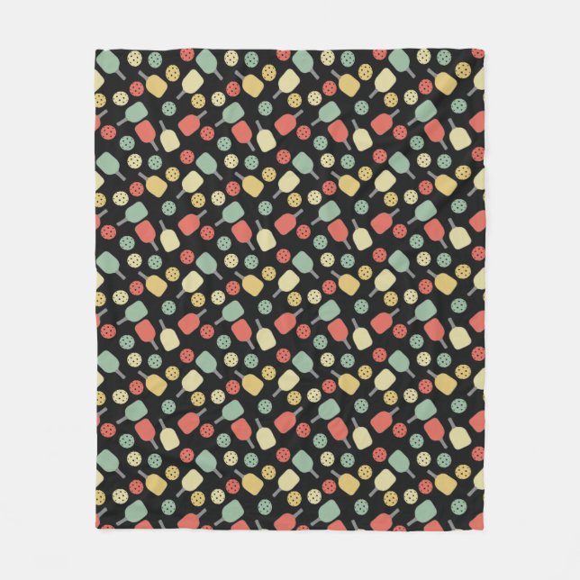 Pickleball Player Paddle och Boll Mönster Fleecefilt (Framsidan)