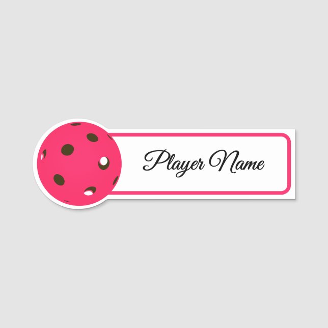 Pickleball Player Pink Pickleballs Personalized Namnbricka (Framsida)