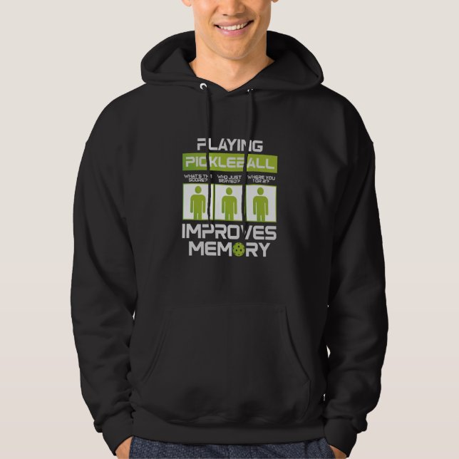 Pickleball Player Playing Pickleball Improves Memo Hoodie (Framsida)