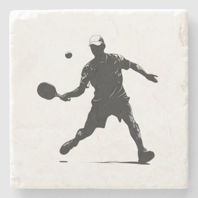 Pickleball Player Silhouette Sport Design Stenunderlägg (Framsidan)