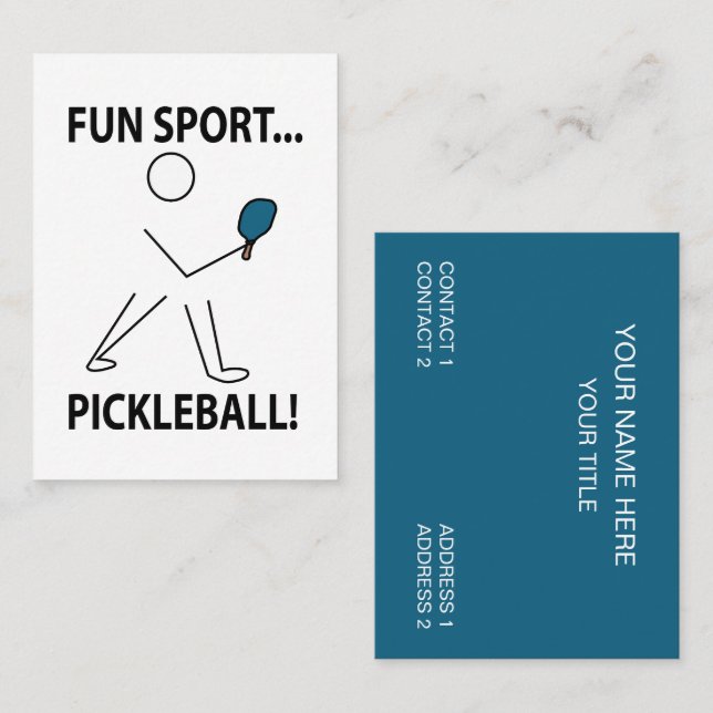 Pickleball Player Sports Roligt Sport Pickleball Visitkort (Fram/baksida)