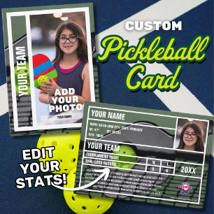 Pickleball Player Trading Card Souvenir - Grönt