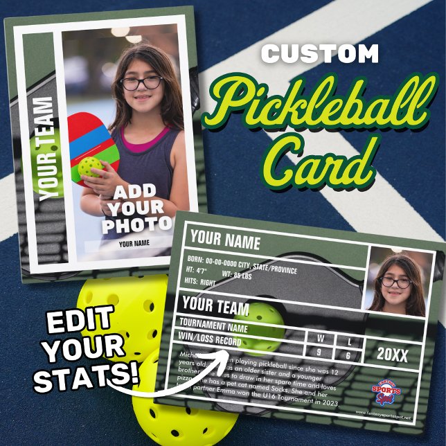 Pickleball Player Trading Card Souvenir - Grönt (Pickleball player trading card. )