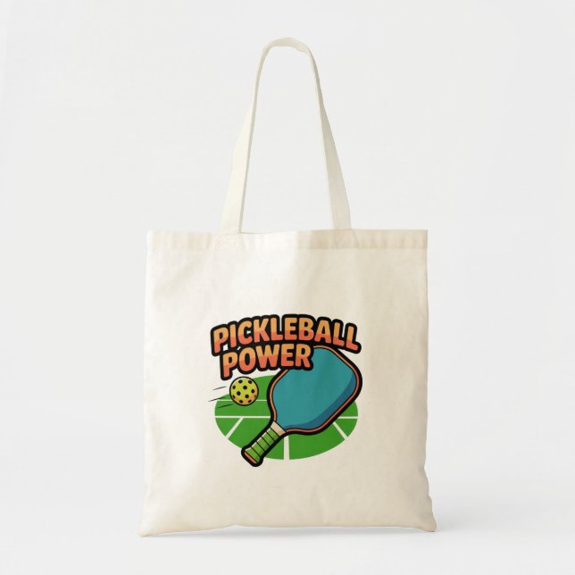 Pickleball Power Tote | Funny Sports Bag for Playe Tygkasse (Framsidan)