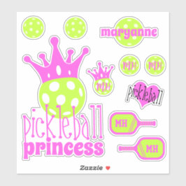 Pickleball Princess Bright Rosa Vinyl Sticker Set Klistermärken