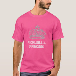 Pickleball Princess Girly Rosa and White Paddle T Shirt