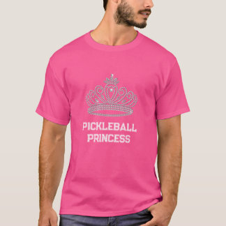 Pickleball Princess Girly Rosa and White Paddle T Shirt