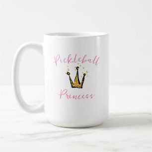Pickleball Princess Guld Glitter Tiara & Rosa Text Kaffemugg