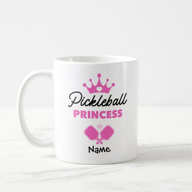 Pickleball Princess Rosa Personlig Kaffemugg (Vänster)