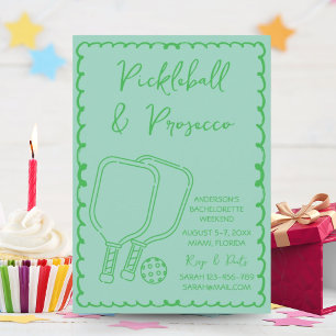 Pickleball & Prosecco Bachelorette Party Hand-Draw Inbjudningar