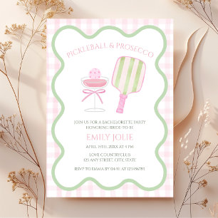 Pickleball & Prosecco Preppy Modern Bachelorette Inbjudningar