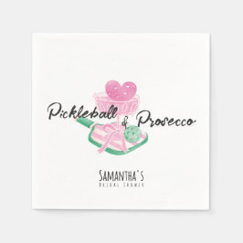 Pickleball & Prosecco Retro Bröllopsdusch för Par Pappersservett