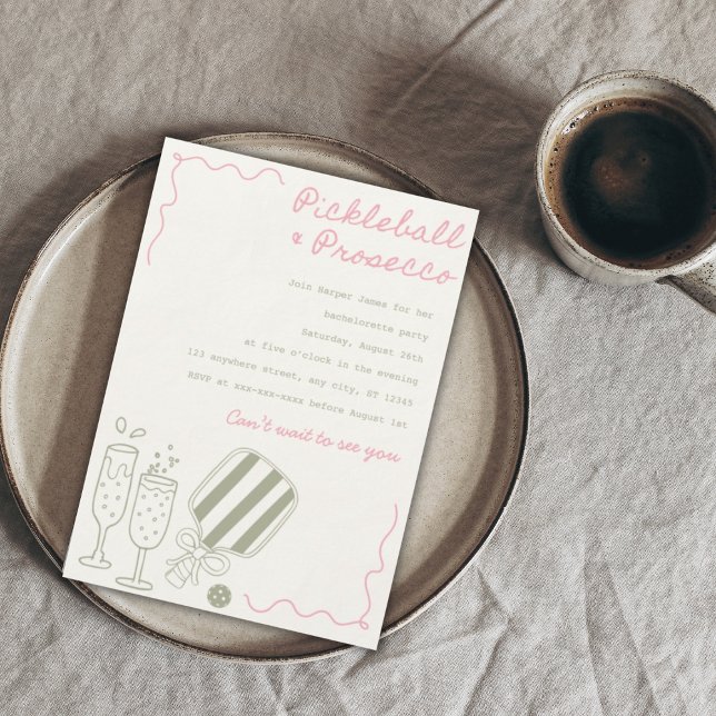 Pickleball & Proseccos moderna bachelorette Inbjudningar (Skapare uppladdad)