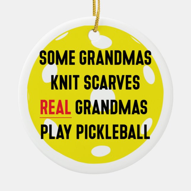 Pickleball prydnadsföremål för mormor julgransprydnad keramik (Framsidan)