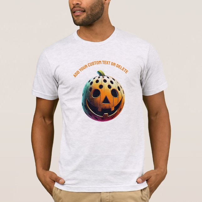 Pickleball Pumpkin Pickleballer Halloween Gift T Shirt (Framsida)