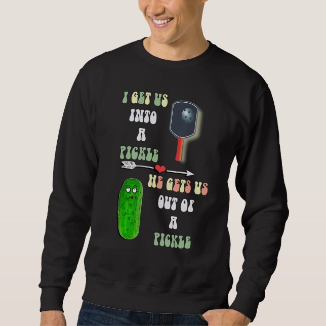 Pickleball Puns Pickle Skämt Par Lång Ärmad Tröja (Framsida)