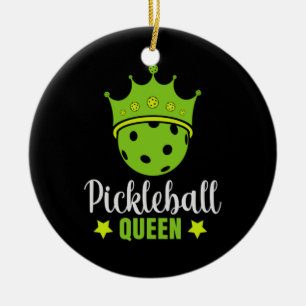 Pickleball Queen Funny Pickle Boll Queen Julgransprydnad Keramik