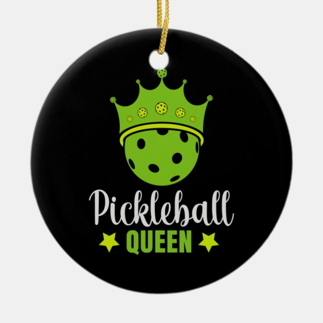 Pickleball Queen Funny Pickle Boll Queen Julgransprydnad Keramik (Framsidan)